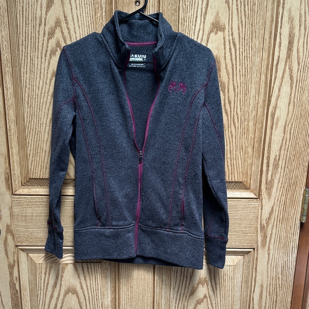 Womens KUIU Charcoal Fleece Jacket with Pink Accents/ base camp